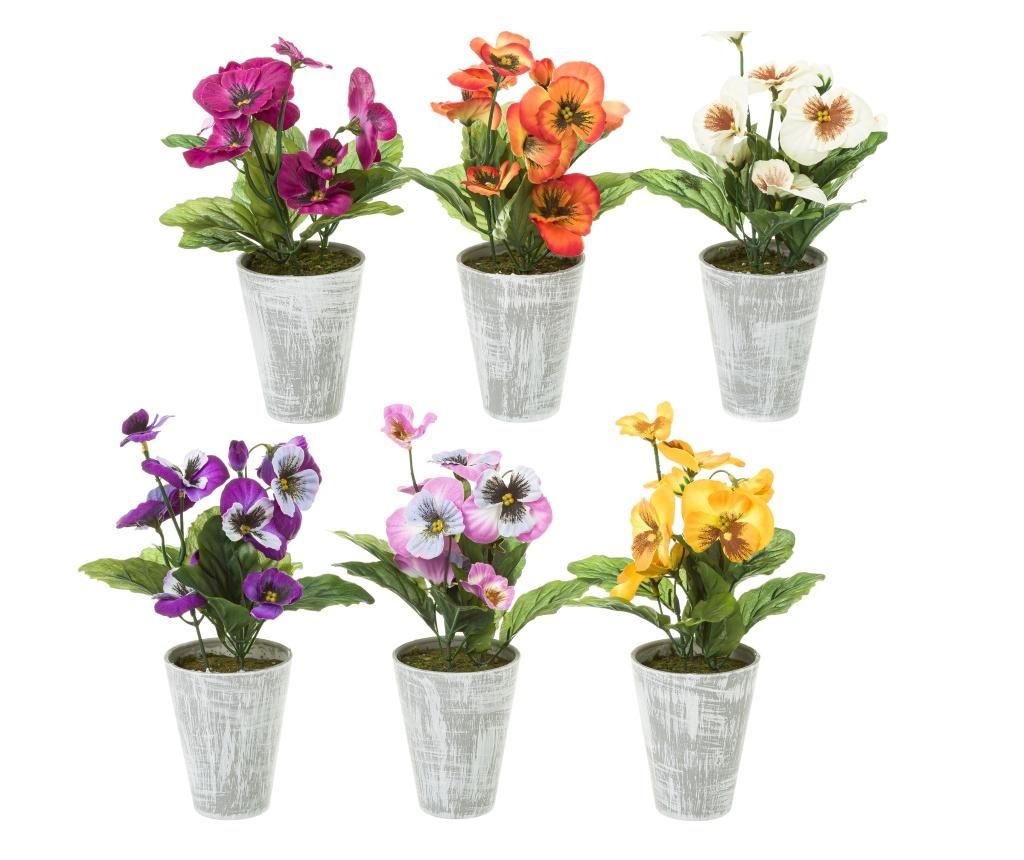 Set 6 flori artificiale cu ghiveci – Casa Selección, Multicolor Casa Selección